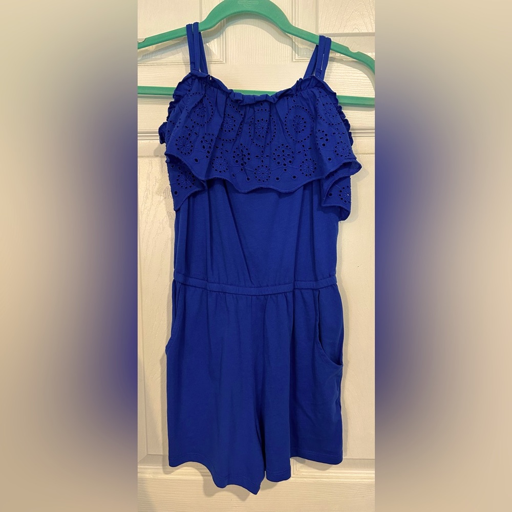 EUC Girls Blue Cat & Jack Romper Size L 12/14